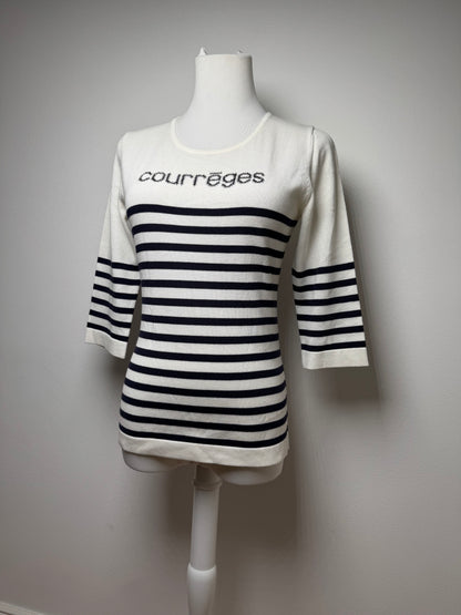Vintage Courreges Paris Striped Sweater White/Navy EU36/S