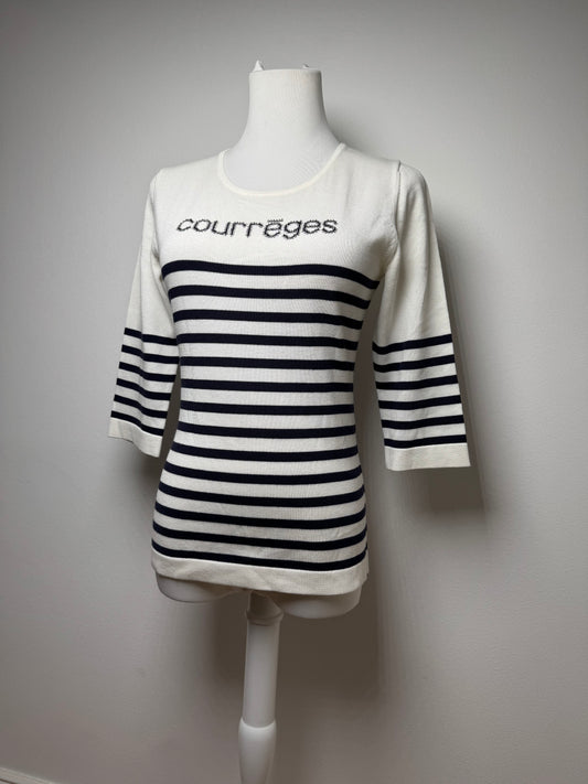 Vintage Courreges Paris Striped Sweater White/Navy EU36/S