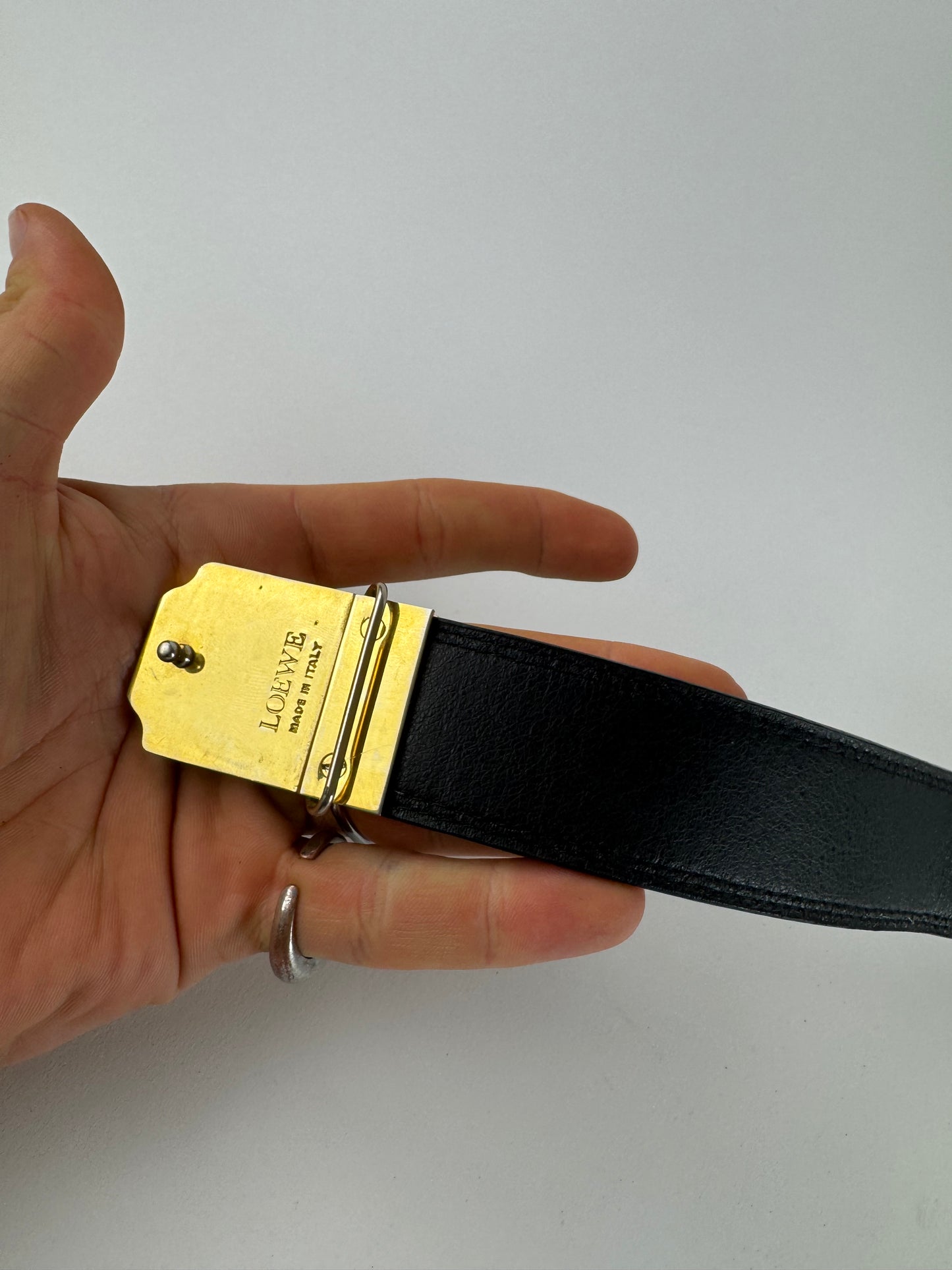 Vintage Loewe Madrid Leather Belt Black Amazona