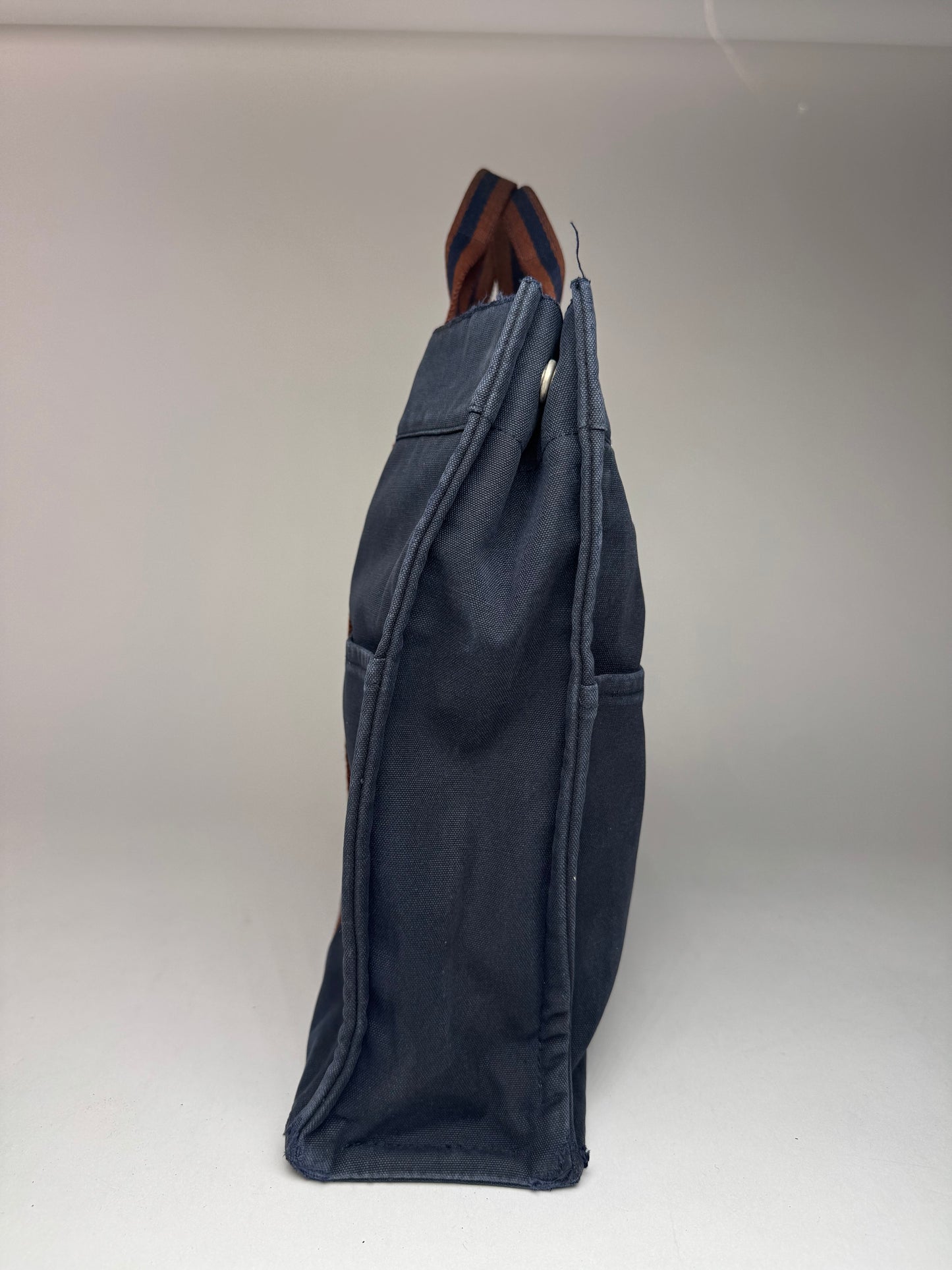 Vintage Hermes Paris Canvas Shopper Navy