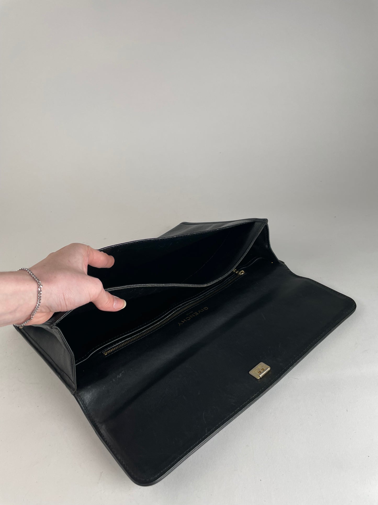 Vintage Givenchy GV3 Leather Clutch Black