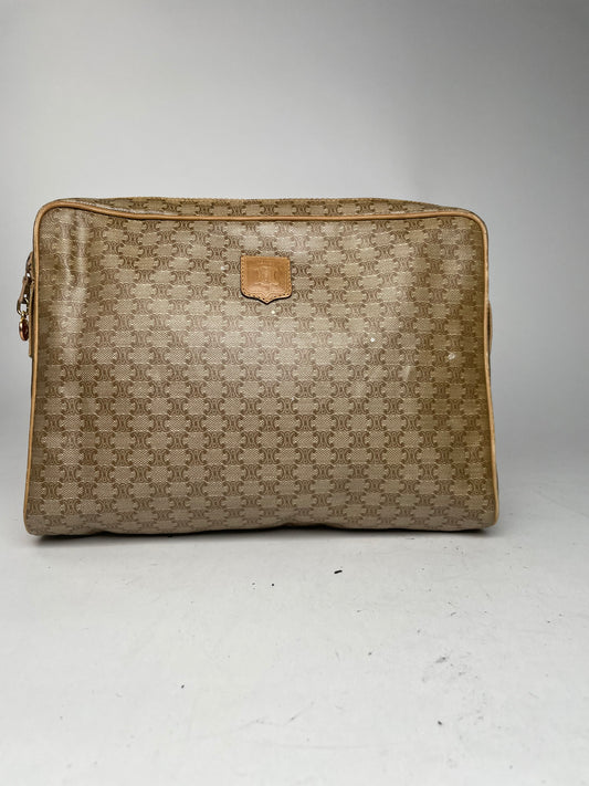 Vintage Celine Triomphe Leather Monogram Clutch