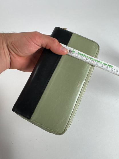 Portefeuille vintage en cuir Céline Triomphe vert noir