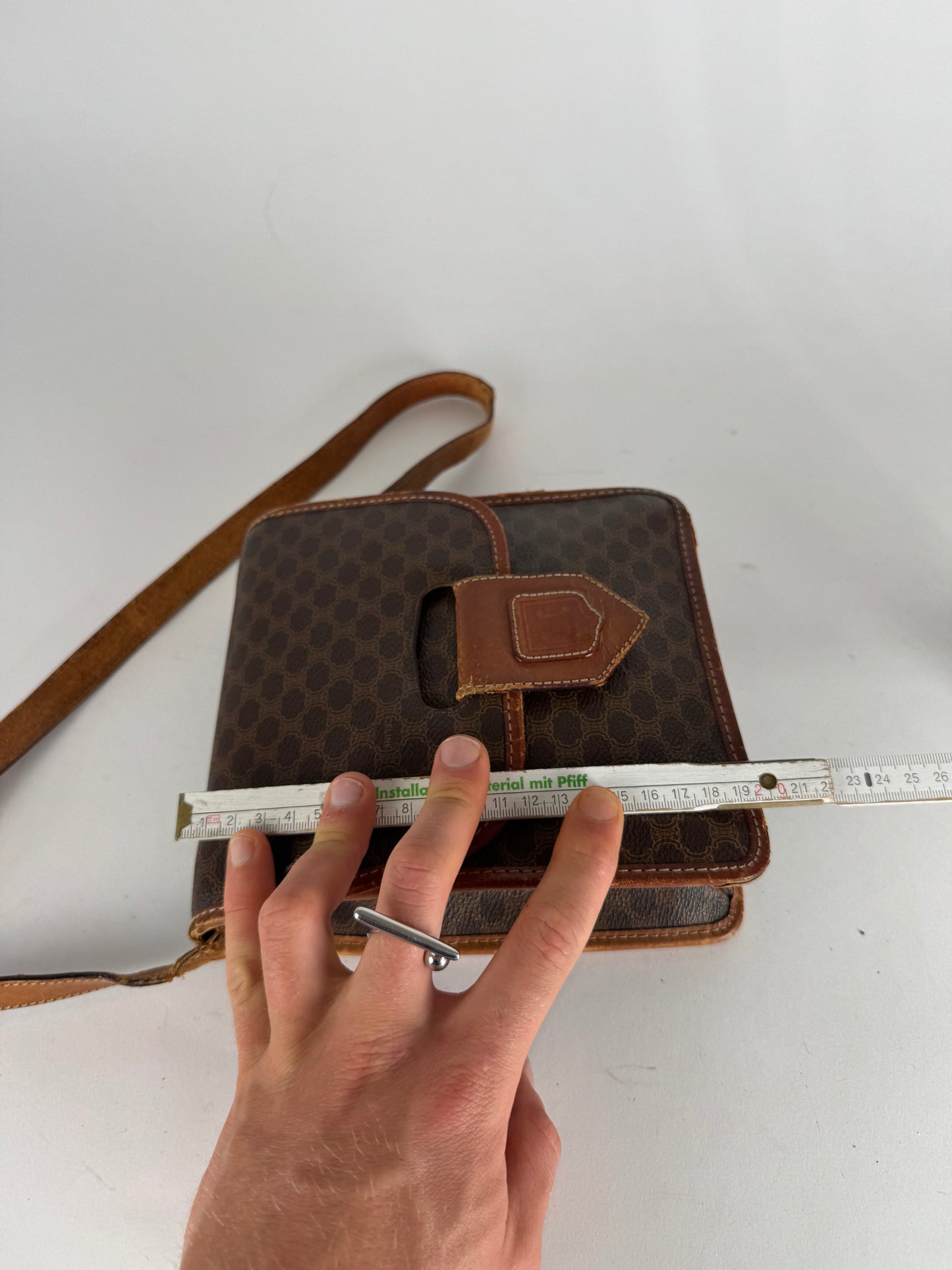 Vintage Celine Paris Triomphe Leather Bag Brown