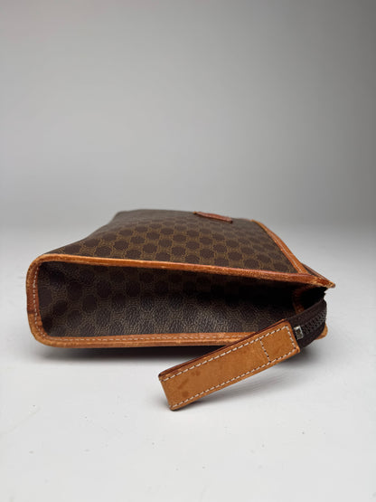 Vintage Celine Paris Leather Monogram Clutch brown