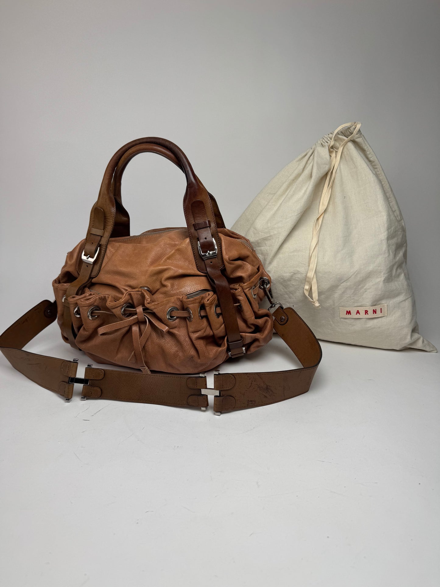 Vintage Marni 2Way Leather Bag Brown