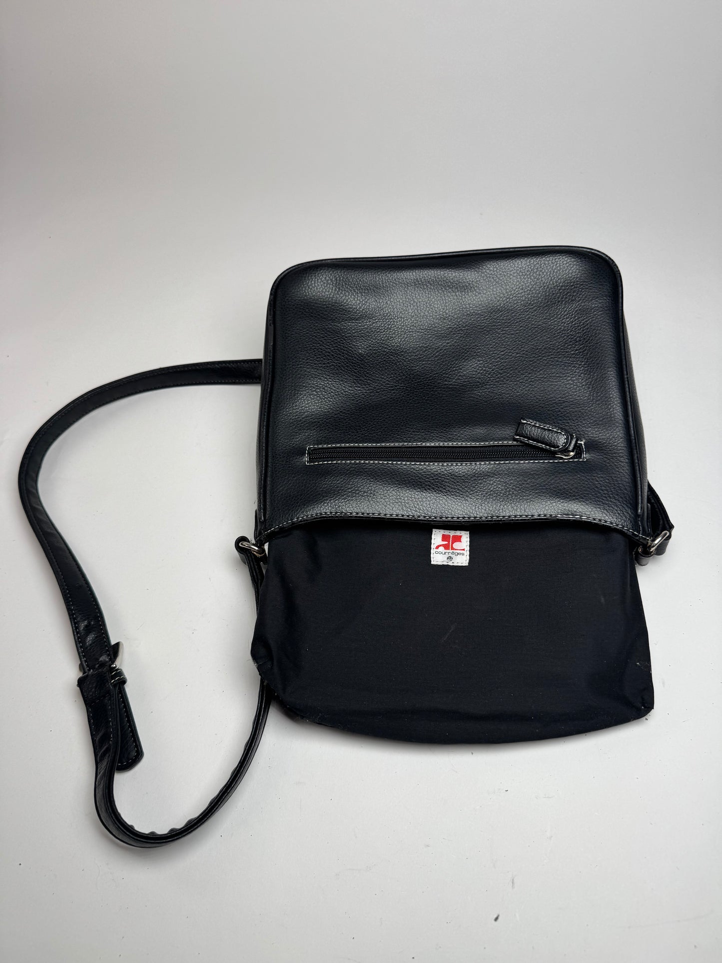 Vintage Courreges Paris Leather Bag Black
