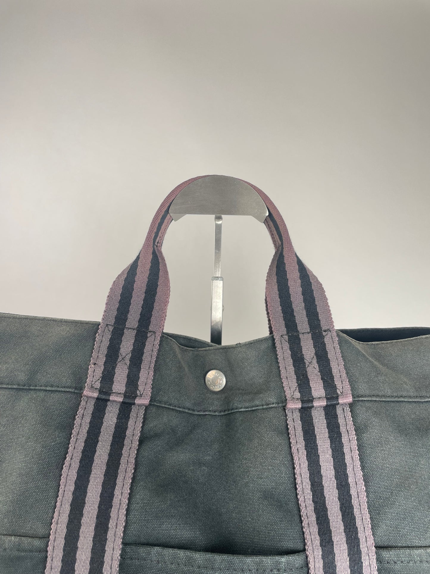 Vintage Hermes Canvas Shopper Bag Black