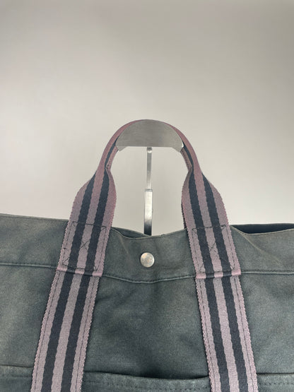 Vintage Hermes Canvas Shopper Bag Black
