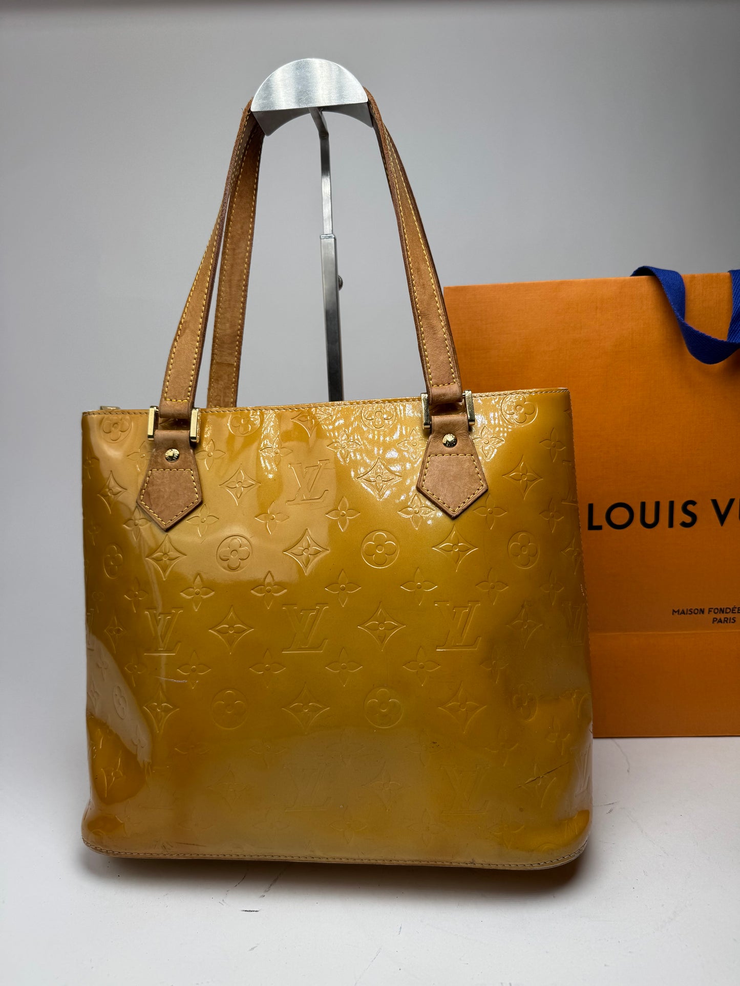 Vintage Louis Vuitton Vernis Leather Bag Yellow