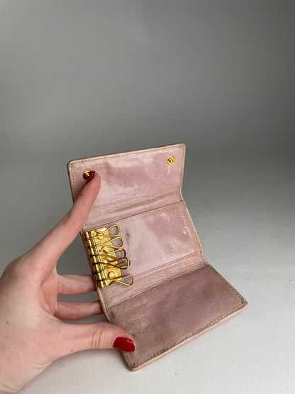 Vintage Miu Miu Metallasse leather Key Holder Rose