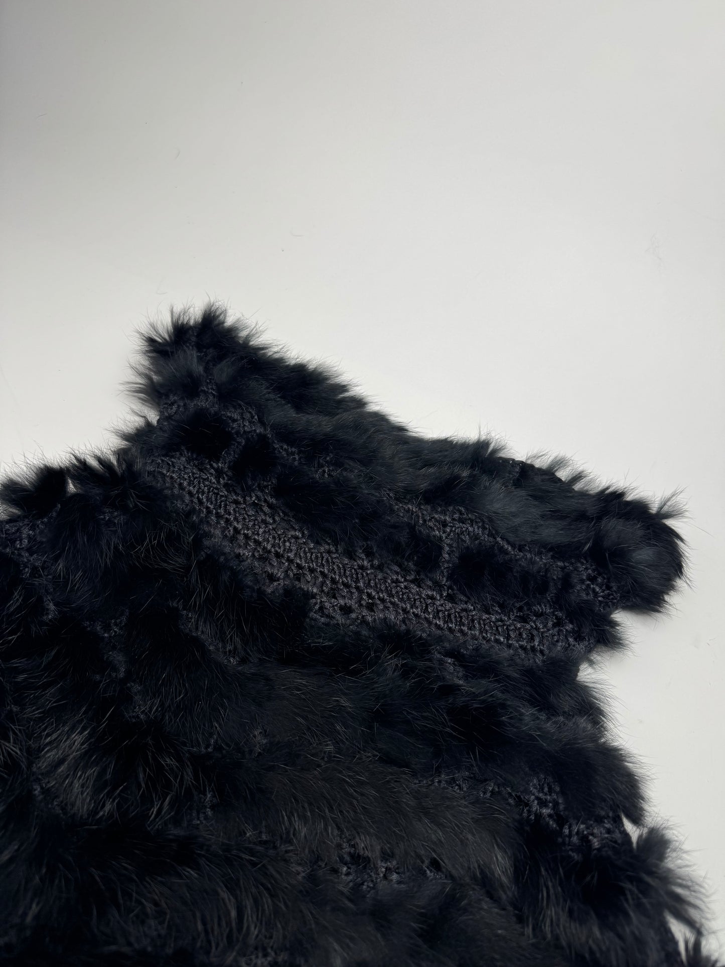 Vintage Courreges Fur Leather Top / Coat Black 38/M