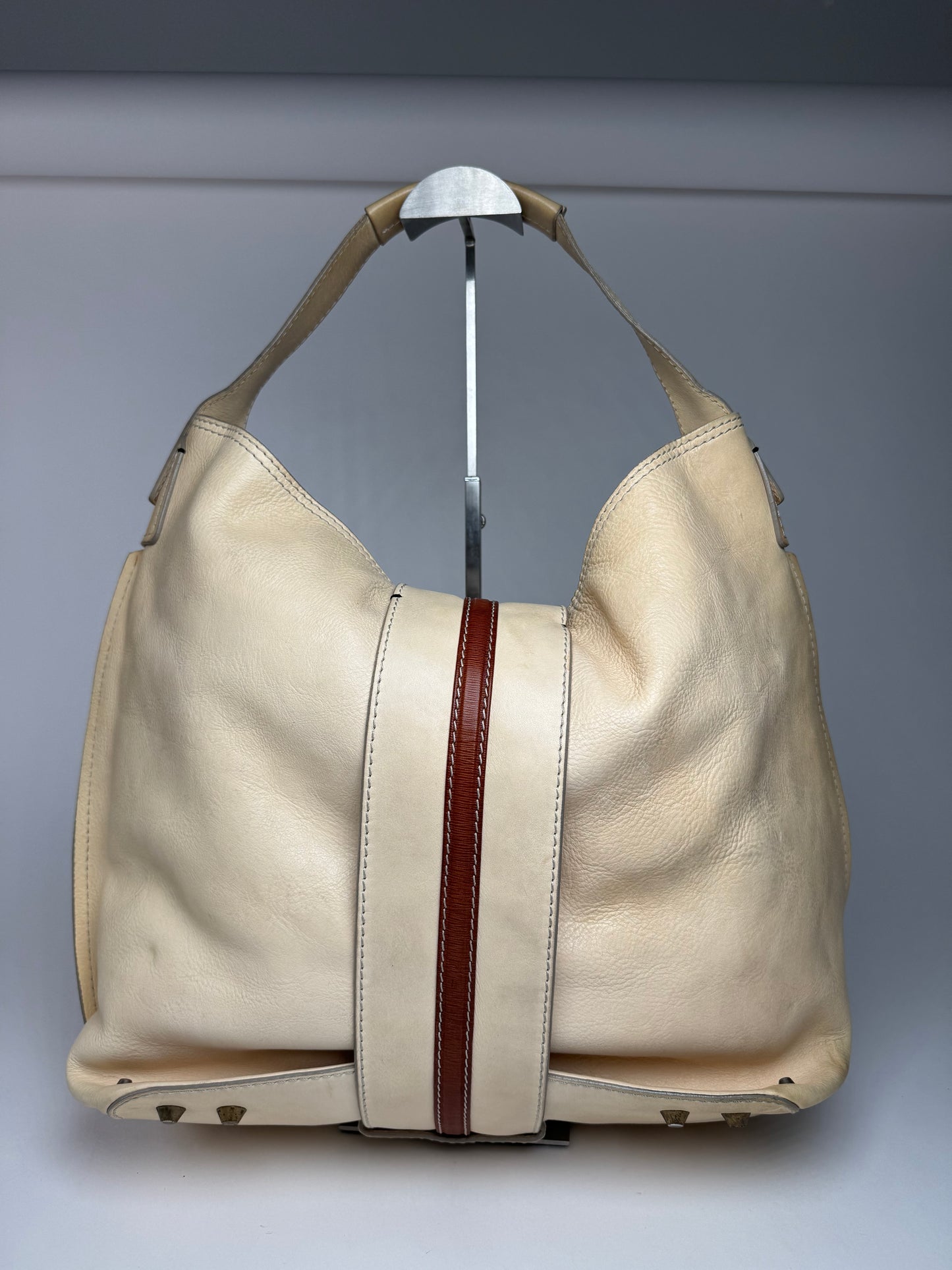 Vintage Chloe Leather Bag Beige brown