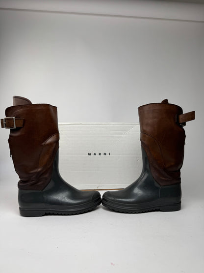 Vintage Marni Leather Boots brown Green EU38
