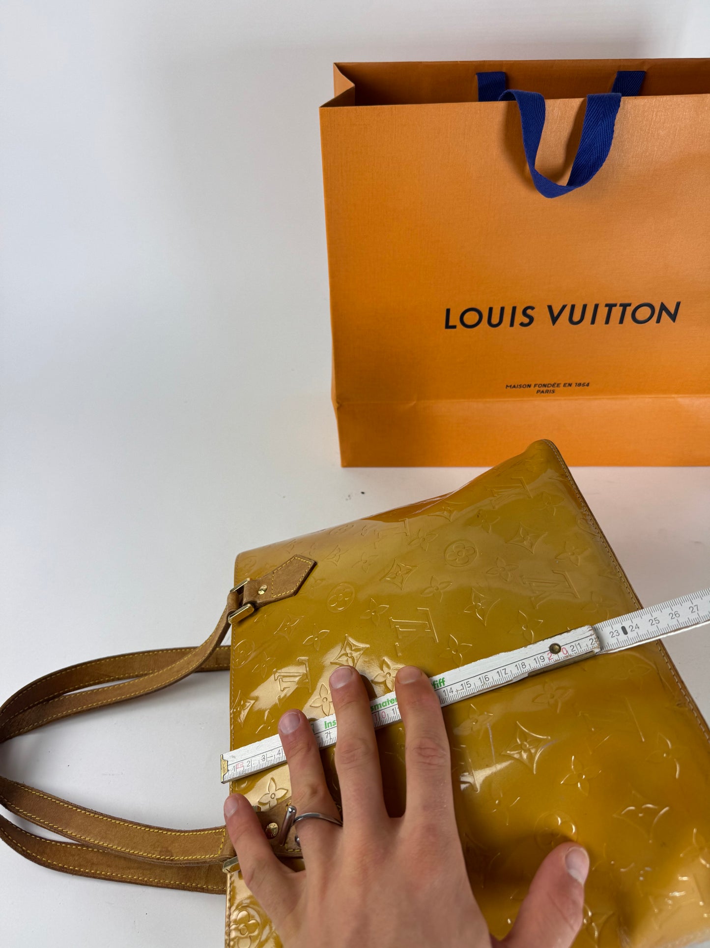 Vintage Louis Vuitton Vernis Leather Bag Yellow