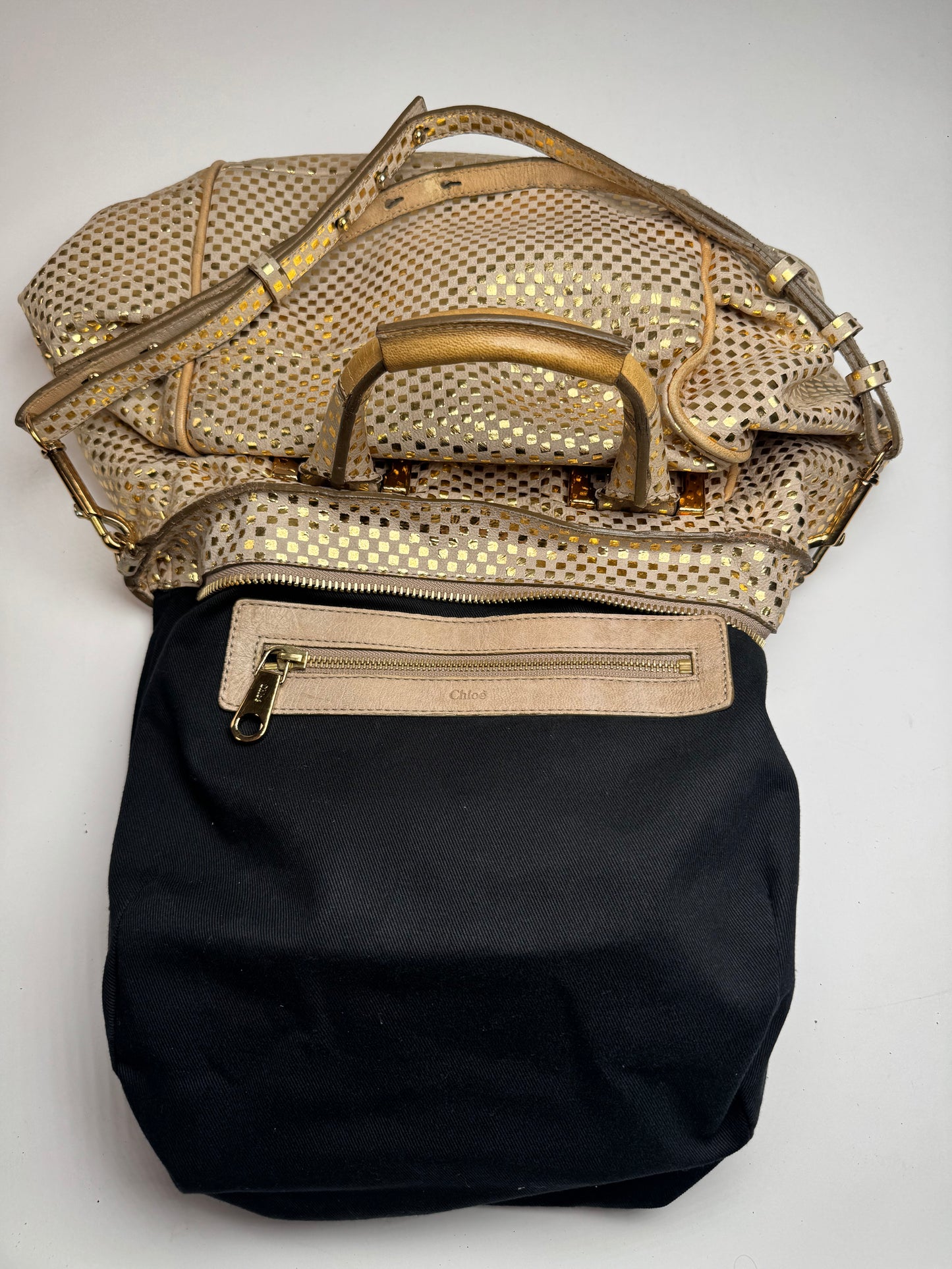 Vintage Chloe 2-Way Leather Bag golden