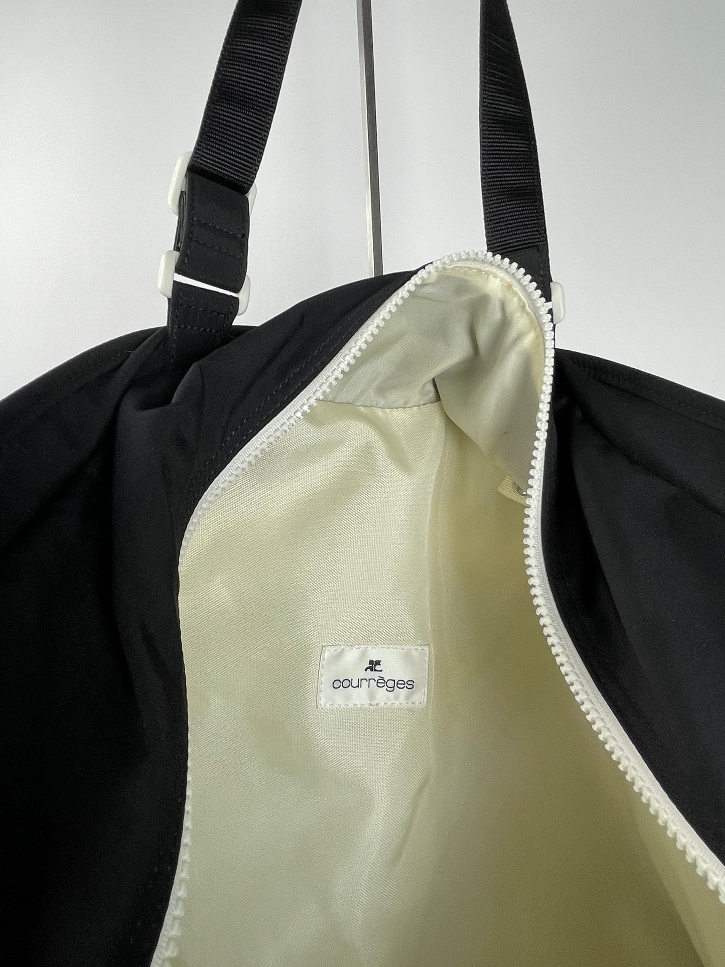 Vintage Courreges Paris Weekender Travel Bag Black White