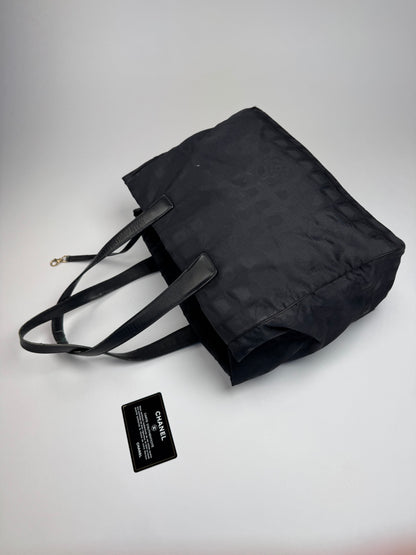 Vintage Chanel Canvas Monogram Shopper Black