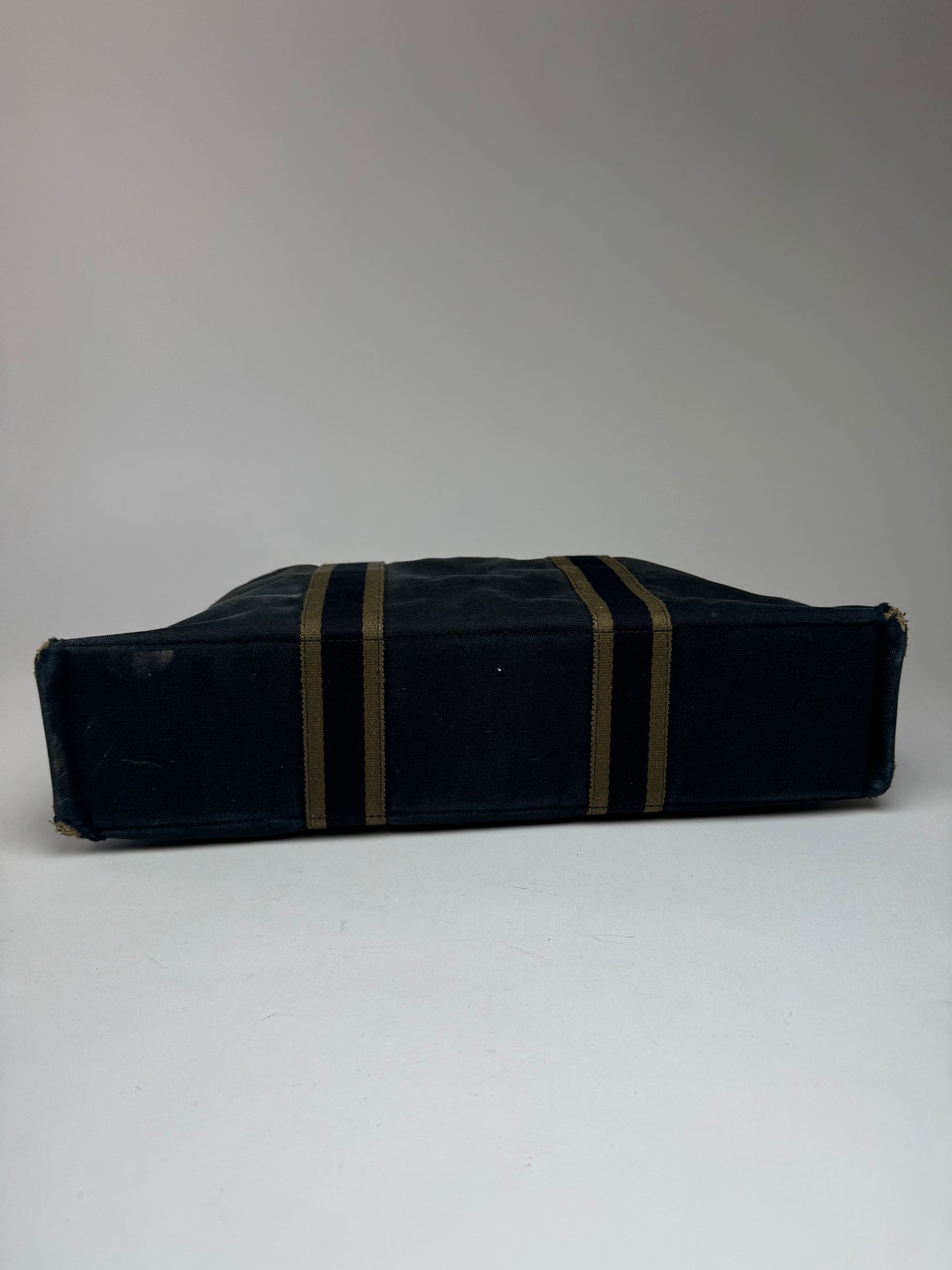 Vintage Hermes Paris Canvas Shopper Khaki/Black