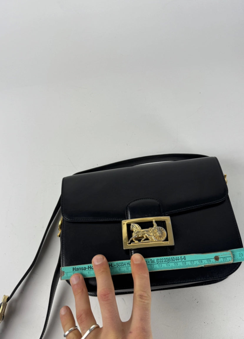 Vintage Celine Paris Triomphe Leather Bag Black
