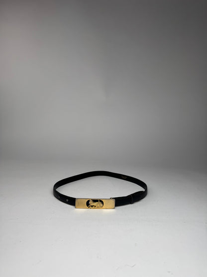Vintage Celine Paris Leather Belt Black