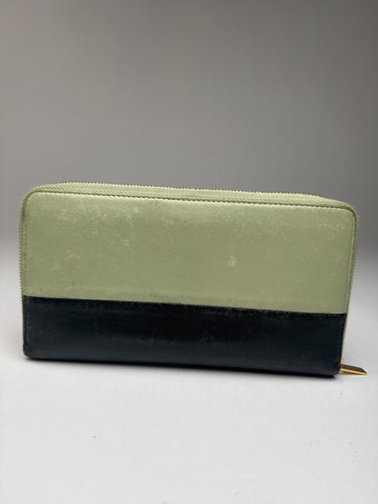 Portefeuille vintage en cuir Céline Triomphe vert noir