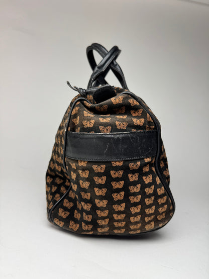 Vintage Bottega Veneta Suede Leather Monogramm Bag black brown