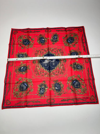 Vintage Celine Paris Silk/Canvas Scarf Red