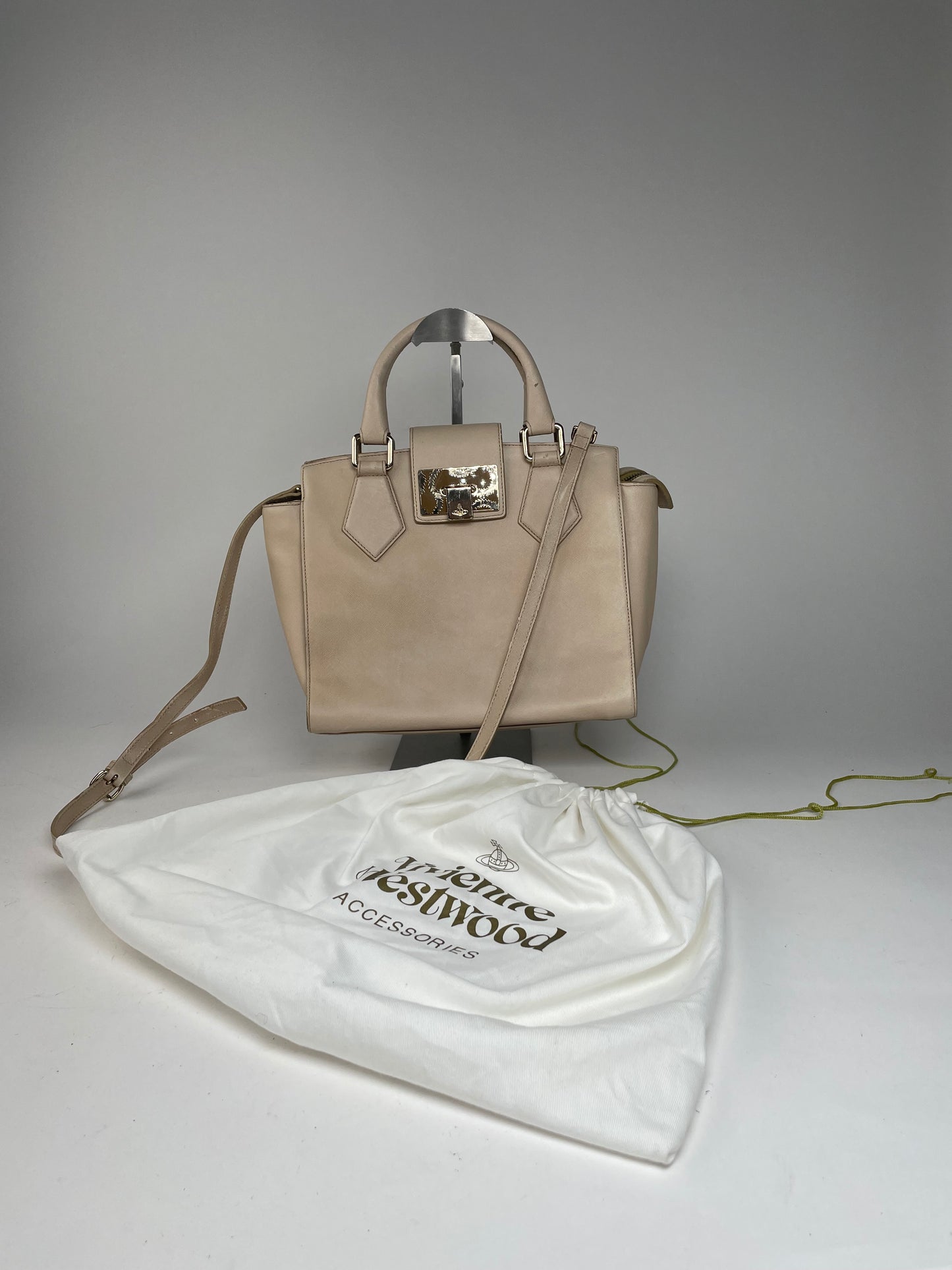 Vintage Vivienne Westwood 2Way Opio Safiano Leather Bag Beige