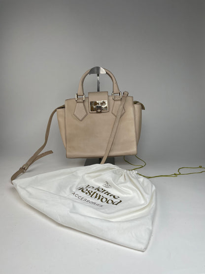 Vintage Vivienne Westwood 2Way Opio Safiano Leather Bag Beige