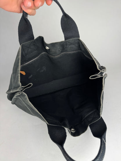 Vintage Hermes Paris Canvas Shopper Black