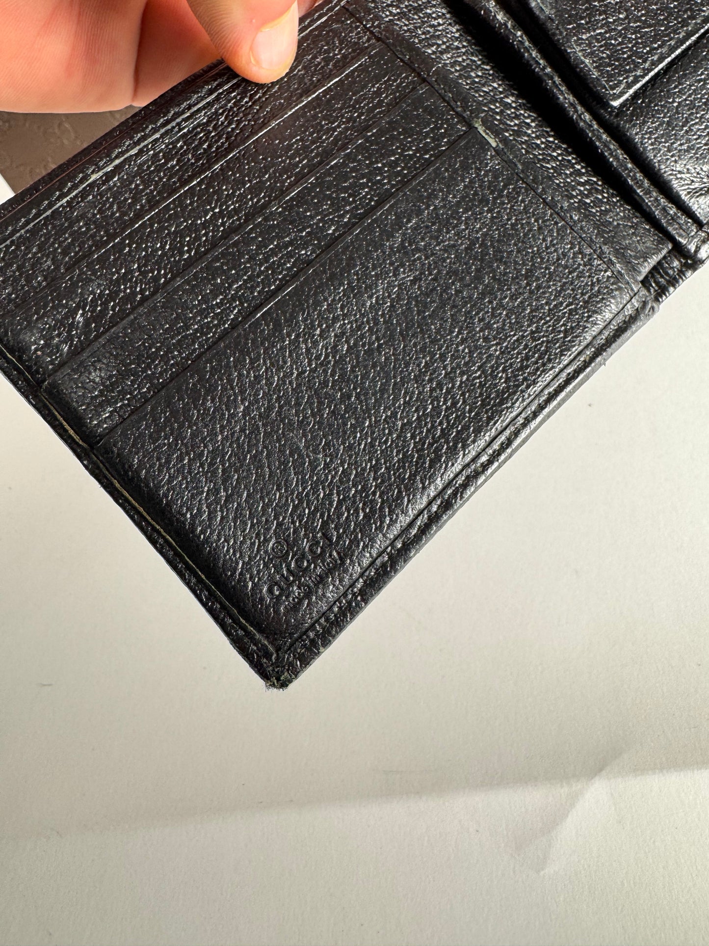 Vintage Gucci Monogram Canvas Flap Wallet Black