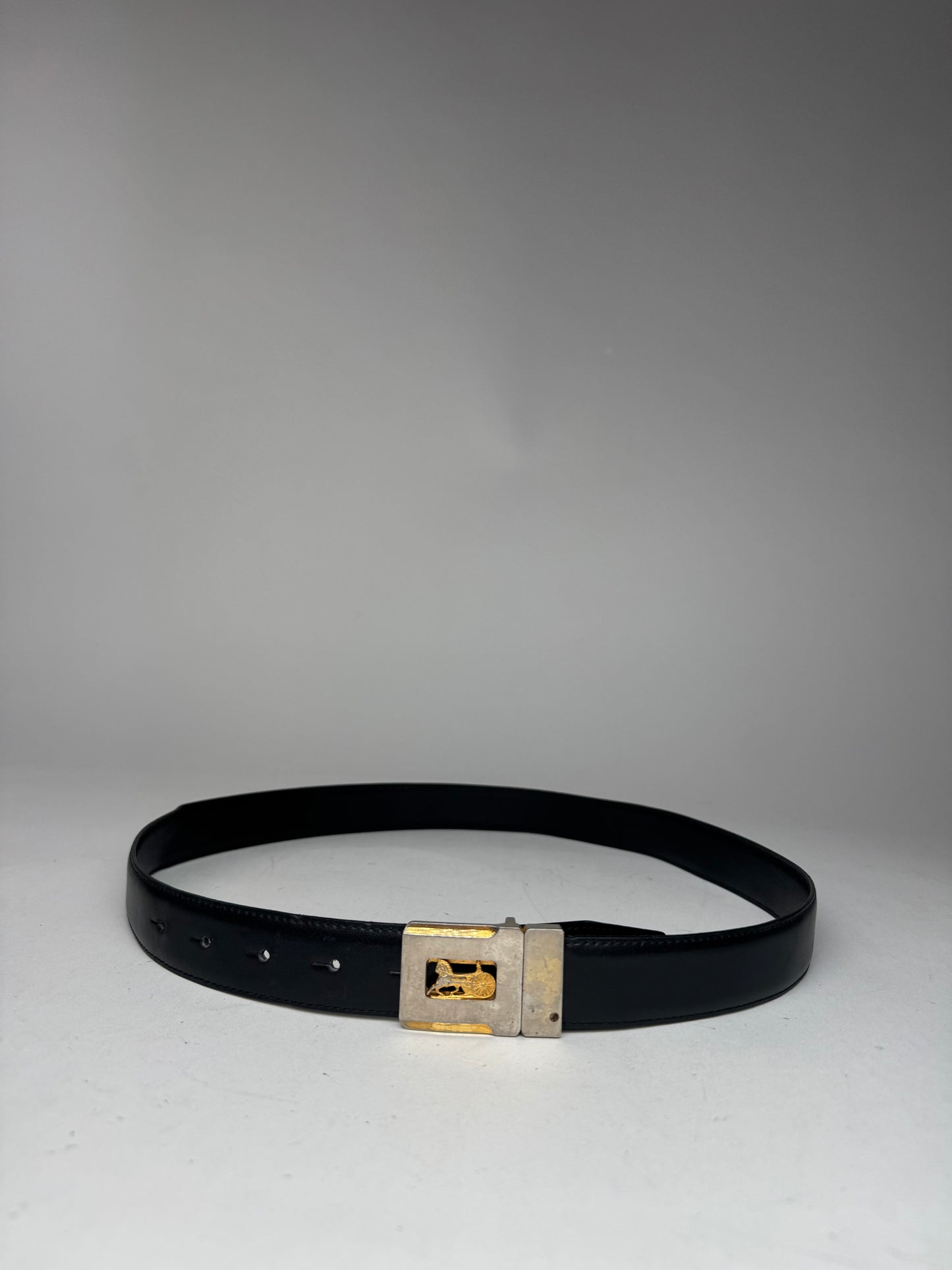 Vintage Celine Paris Triomphe Leather Belt Black