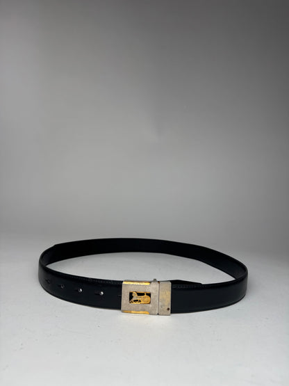 Vintage Celine Paris Triomphe Leather Belt Black