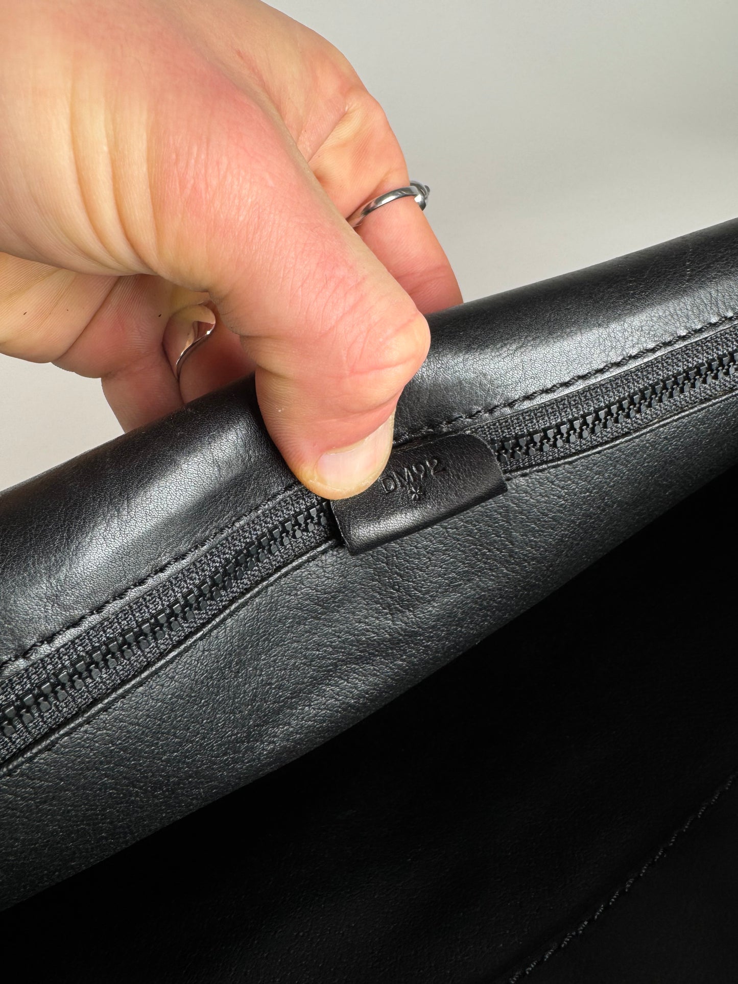 Vintage Celine Paris Triomphe Leather Clutch Black