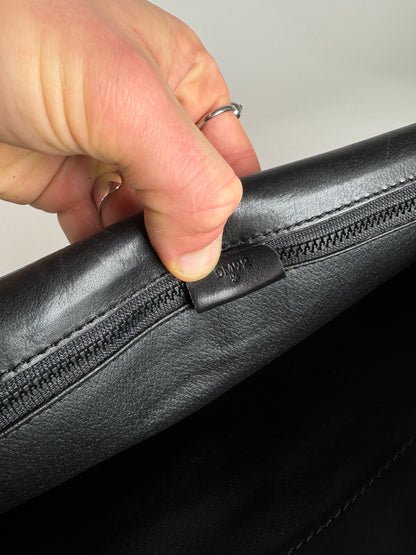 Vintage Celine Paris Triomphe Leather Clutch Black