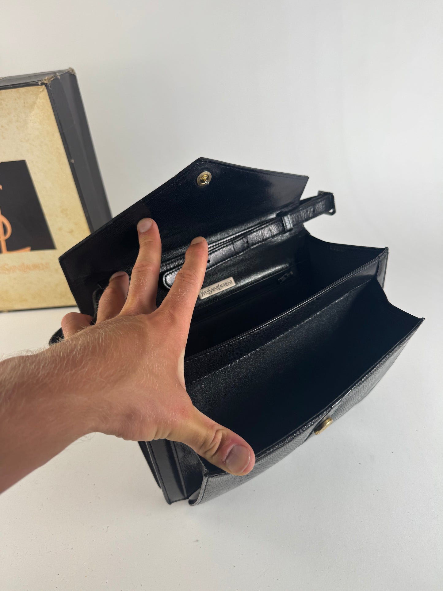 Vintage Yves Saint Laurent Snakeskin embossed leather bag black