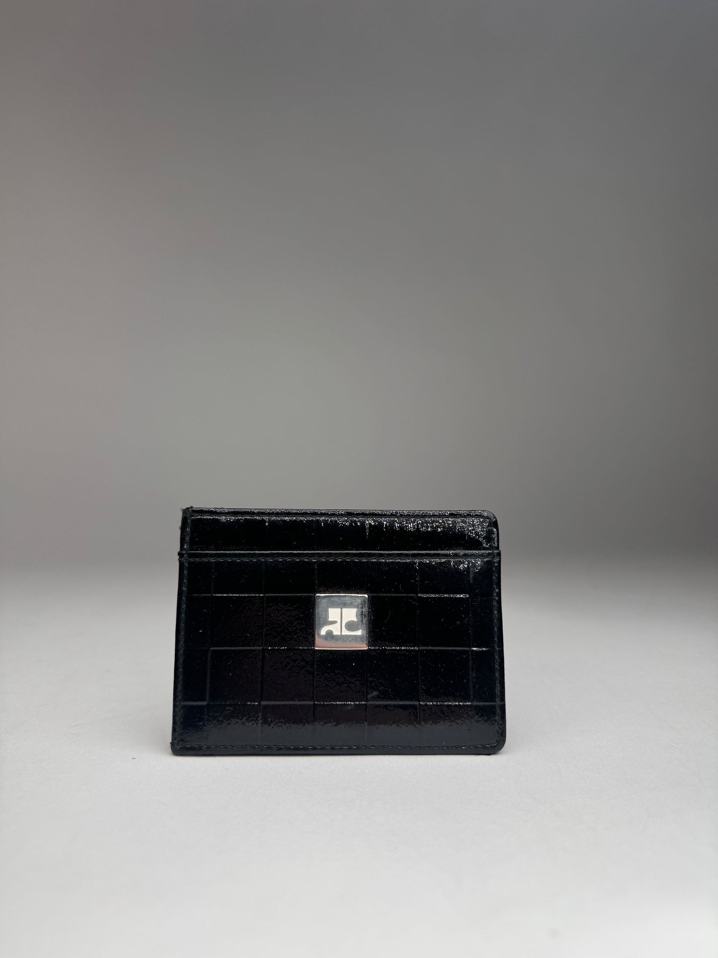 Vintage Courreges Paris Patent Leather Card Holder black