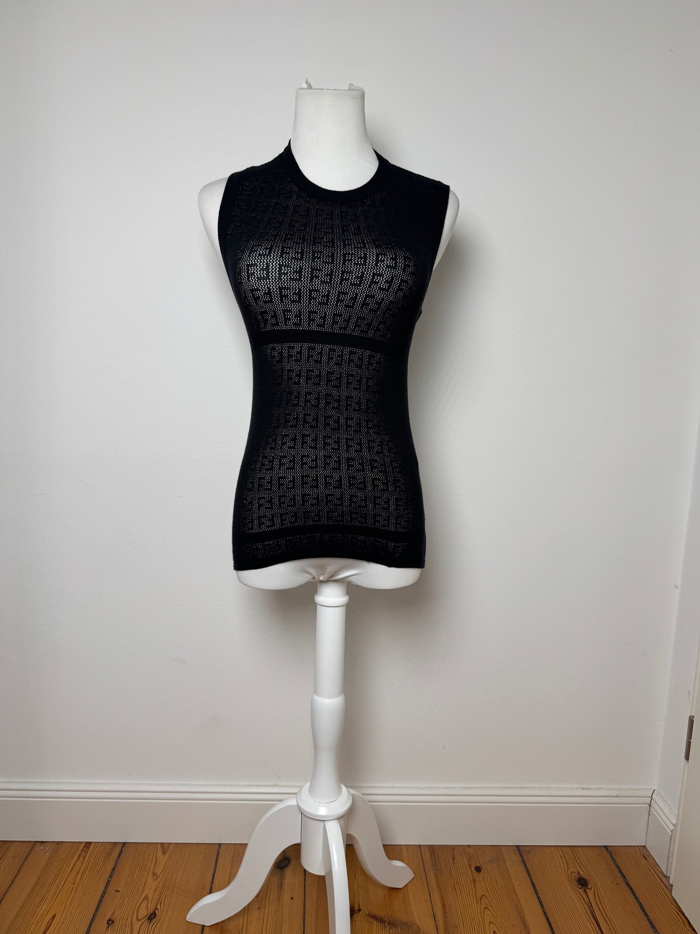 Vintage Fendi Monogram wool Dress Black 38/M