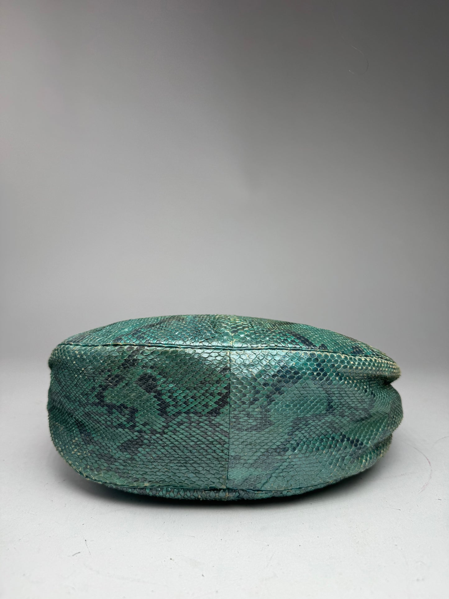 Vintage Gianni Versace Snakskin Leather Bag Turquoise golden