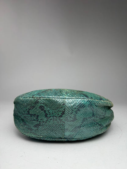 Vintage Gianni Versace Snakskin Leather Bag Turquoise golden