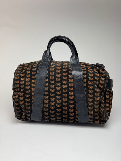 Vintage Bottega Veneta Suede Leather Monogramm Bag black brown