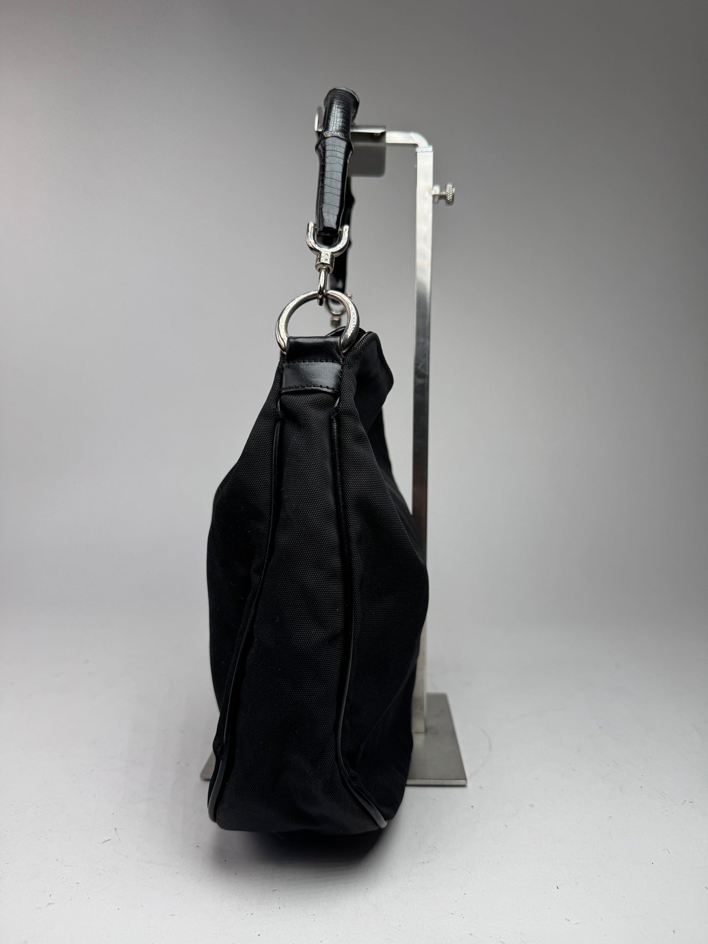 Vintage Gucci Bamboo Top Handle Bag Black