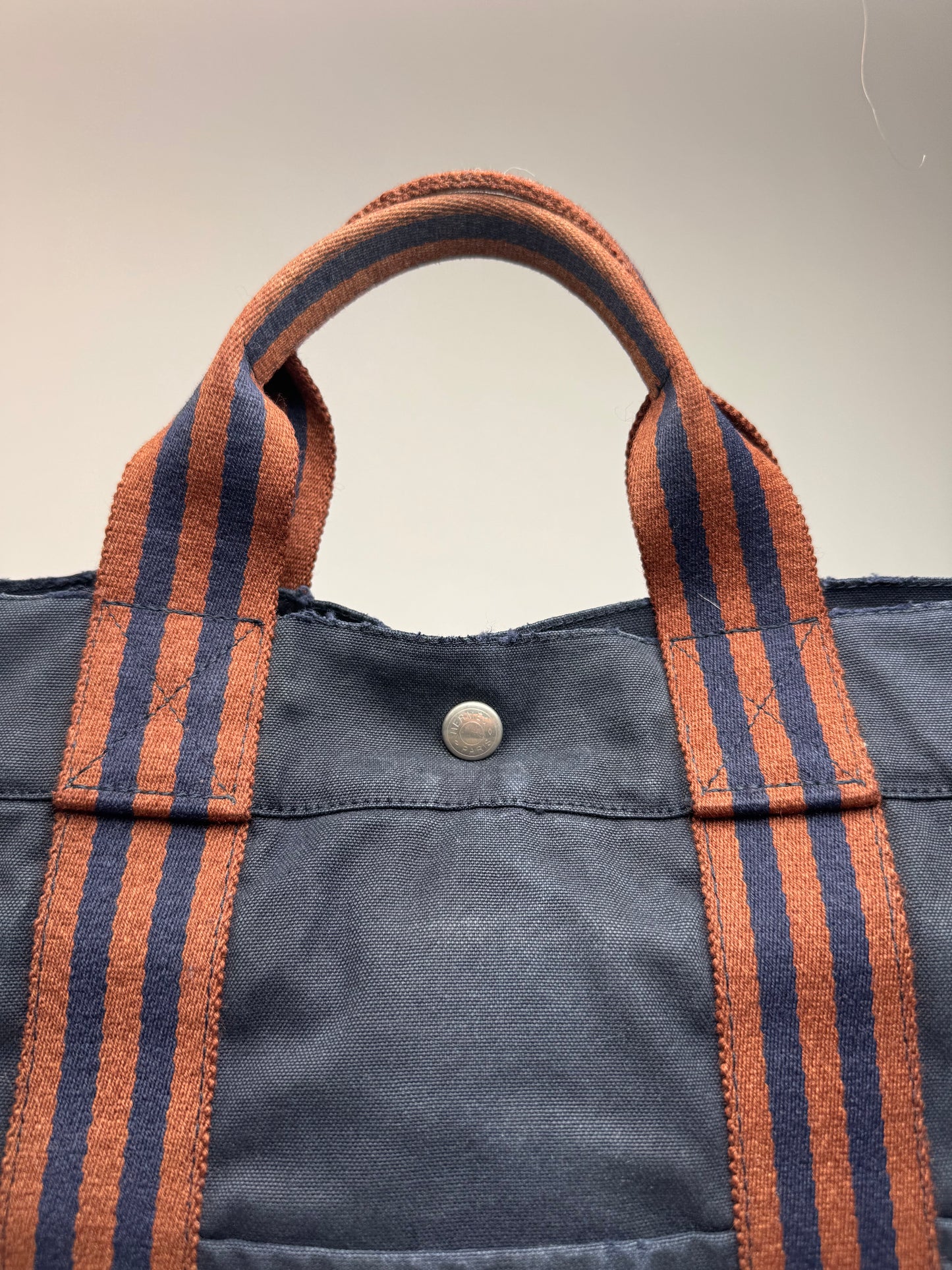 Vintage Hermes Paris Canvas Shopper Navy