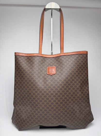 Vintage Celine Paris Big Bag Leather Monogram Shopper Bag Brown