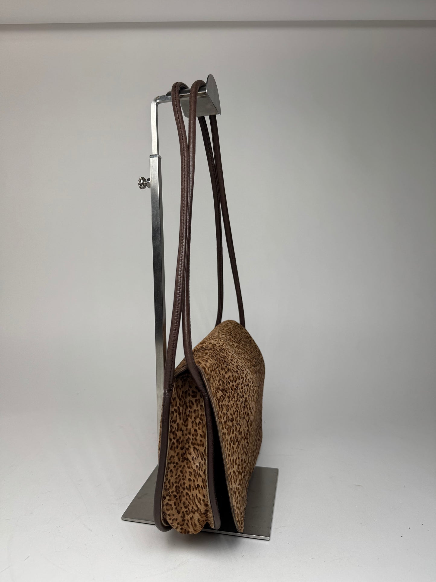 Vintage Bottega Veneta Fur Leather Bag Leopard Brown