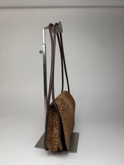 Vintage Bottega Veneta Fur Leather Bag Leopard Brown