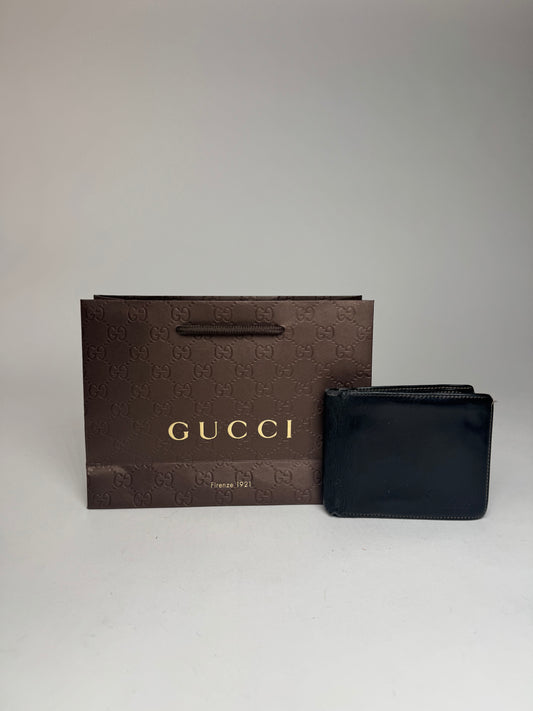 Vintage Gucci foldable Leather Wallet black