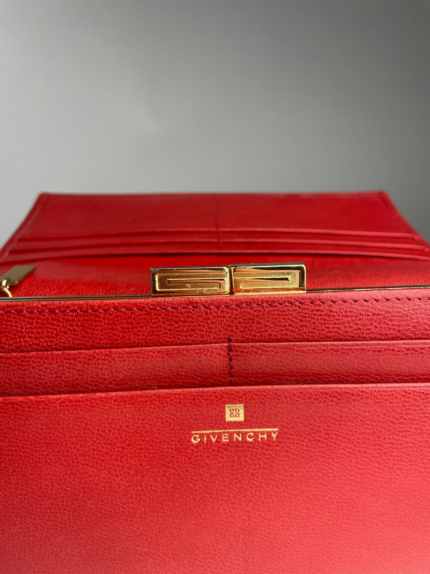 Vintage Givenchy GV3 Leather Wallet Red