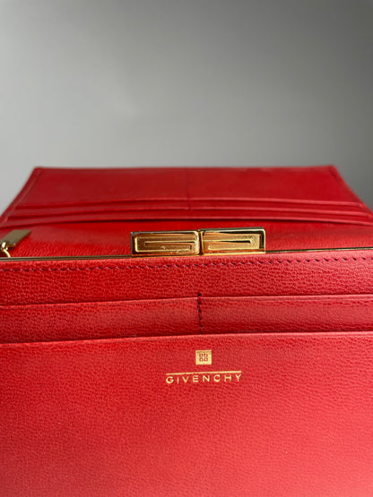 Vintage Givenchy GV3 Leather Wallet Red